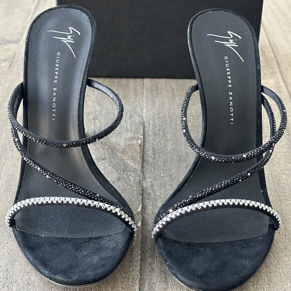 Giuseppe Zanotti Women's US Size 8.5 Embellished High Heel Slide Sandals Black - Picture 1 of 16